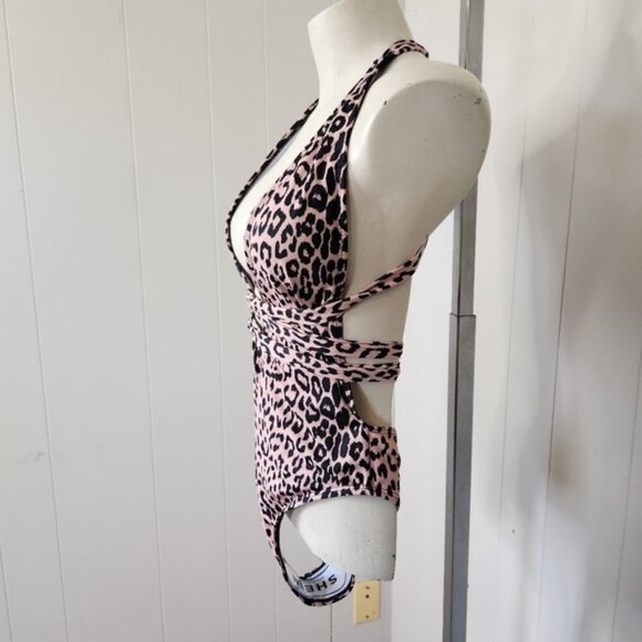 Shein NEW Leopard Animal Print One Piece Swimsuit Swim Bathing Suit Beach Sexy - Picture 4 of 11